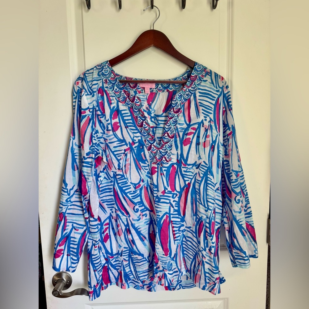 Lily Pulitzer Amelia Red Right Return Tunic